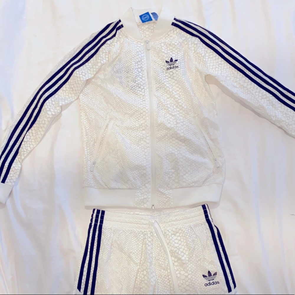 Adidas White Tracksuit Set